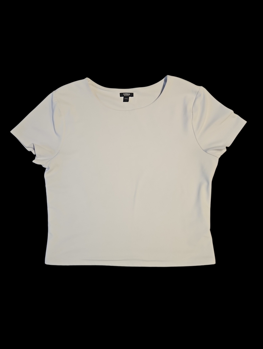 Express White Short Sleeve Scoop Neck Crop Tee Size Large
